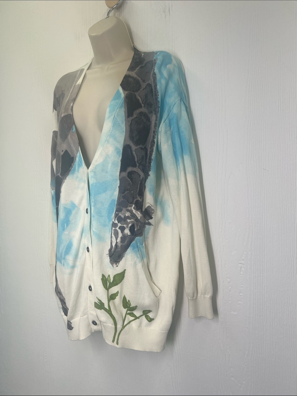 Anthropologie - Moth Tigra Colorful Giraffe Art Button Down Cardigan Size Medium - Picture 6 of 11